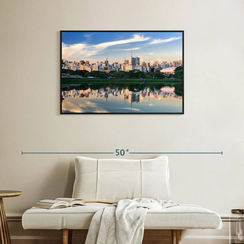 Ibirapuera Park Skyline, Floating Frame Black, 37" X 25"