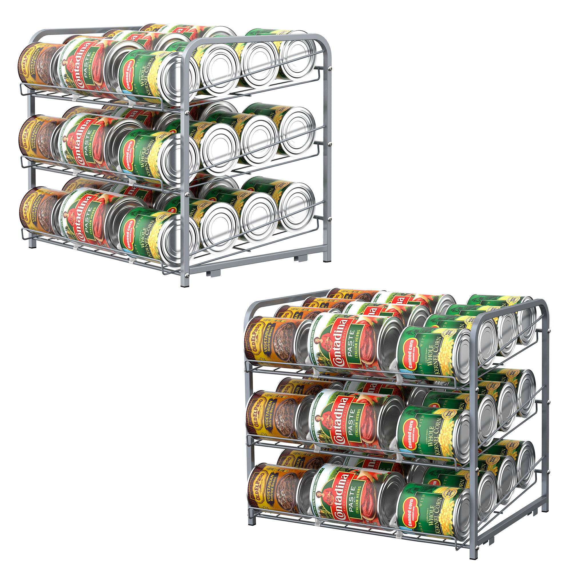 Stackable Can Rack Organizer for 72 Can Kitchen Countertop (Set of 2) Prep & Savour Finish: Silver