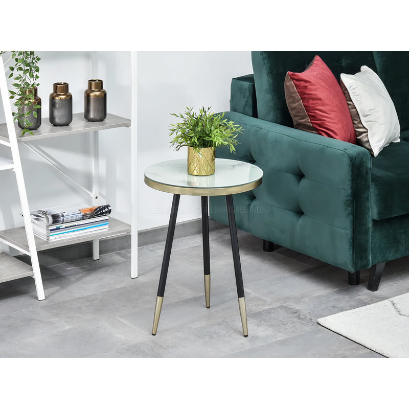 Hooli Three Leg Coffee Table, White marble-golden-black