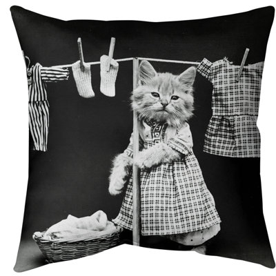Kitten Doing Laundry Photo Euro Pillow