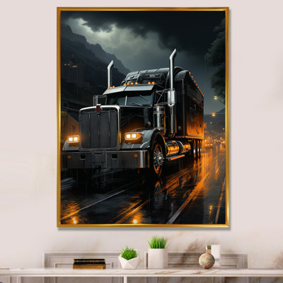 Midnight cruiser semi camion III - camion, reproduction d'art sur toile