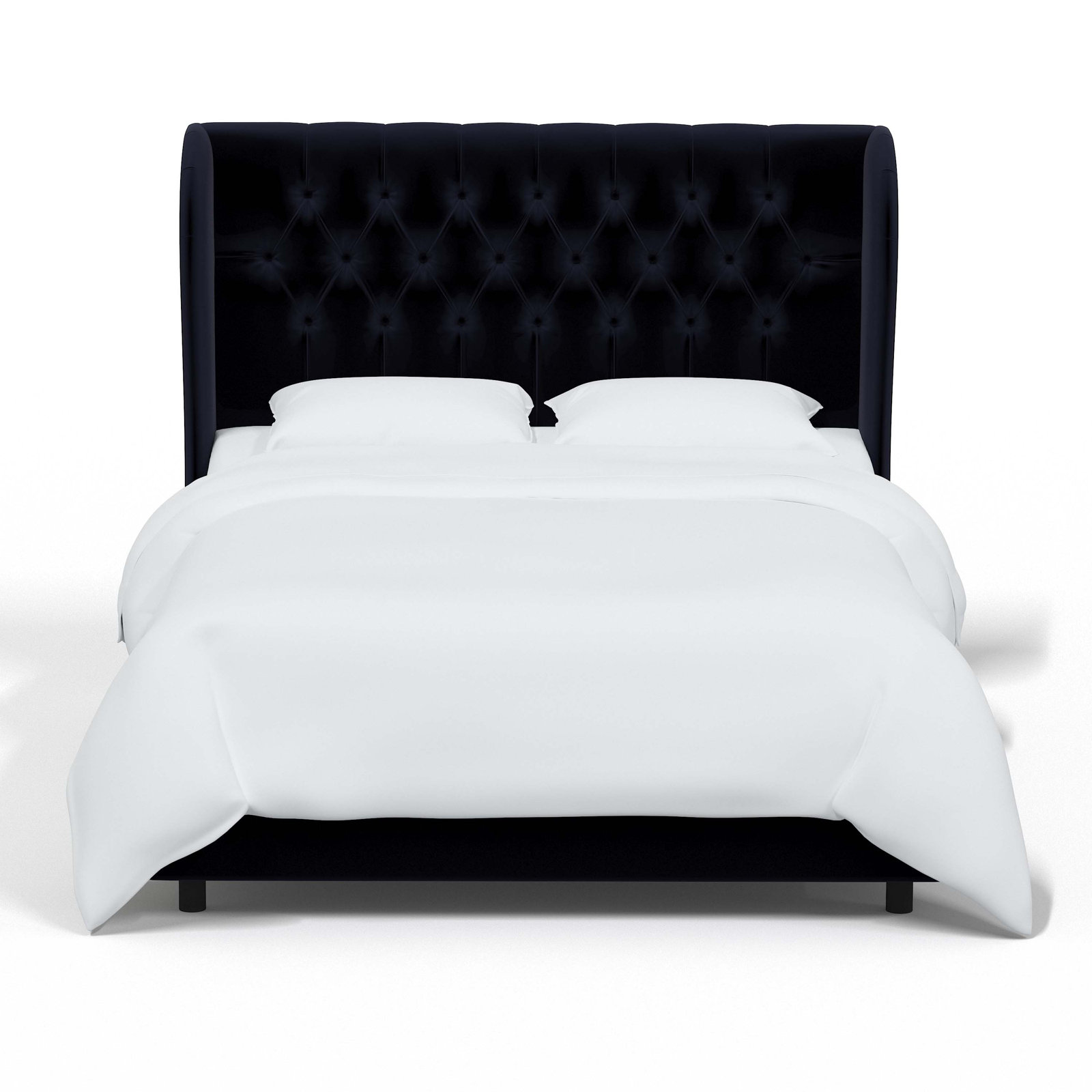 Tomey Upholstered Wingback Bed, Full, Ocean Performance Velvet