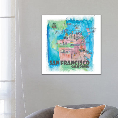San Francisco, California Travel Poster by Markus & Martina Bleichner - Wrapped Canvas Gallery-Wrapped Canvas Giclée