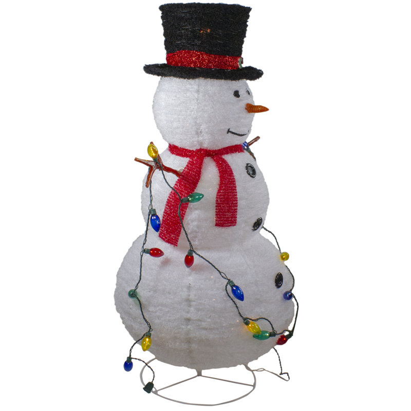 Décoration de Noël d'extérieur 4 pi en forme de chenille avec bonhomme de neige 3-D rouge et blanc