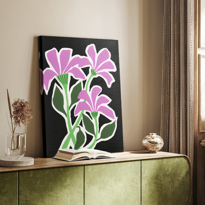 Pop Flowers V -Custom Wrapped Gallery Cavas, 18" H x 12" W