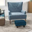 Repose-pieds bleu en lin de style cubique avec pieds robustes en plastique pour repose-pieds bleu, assise rembourrée et assise luxueuse