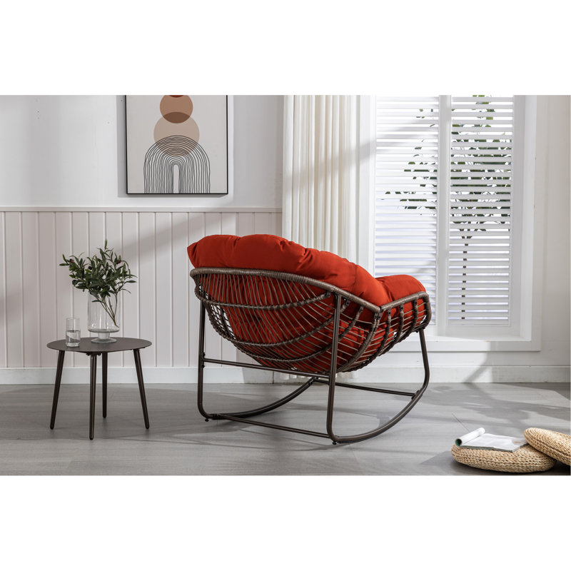 Fauteuil à bascule d'extérieur orange confortable, adapté à différentes pièces et espaces, tissu respirant