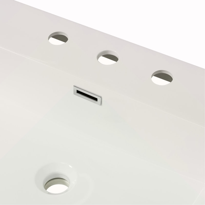 Lavabo en résine 48 po pour meuble-lavabo, lavabo de salle de bain avec 3 trous de robinet, comptoir de meuble-lavabo seulement, blanc éclatant