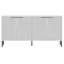 Console moderne blanche avec pieds en métal, 59,1 po x 29,5 po x 14,2 po | 100% panneau de particules enduit de mélamine, épaisseur: 0,7 pouce | Conception murale, plusieurs tablettes de rangement, esthétique géométrique élégante-1379679051