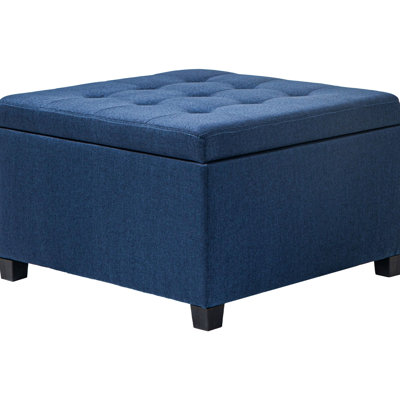Blue With Storage Compartment. Vintage Style For Home Decor. Soft Material, Spacious Interior, Safe Lid Hinge Feature. Living Rooms. Seat, Abundant Area, Secure Assembly