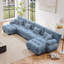Canapé modulaire en U dans des pièces familiales spacieuses, canapé modulaire à combinaison libre, canapé pour le salon, canapé 4 places avec 2 repose-pieds, bleu chenille