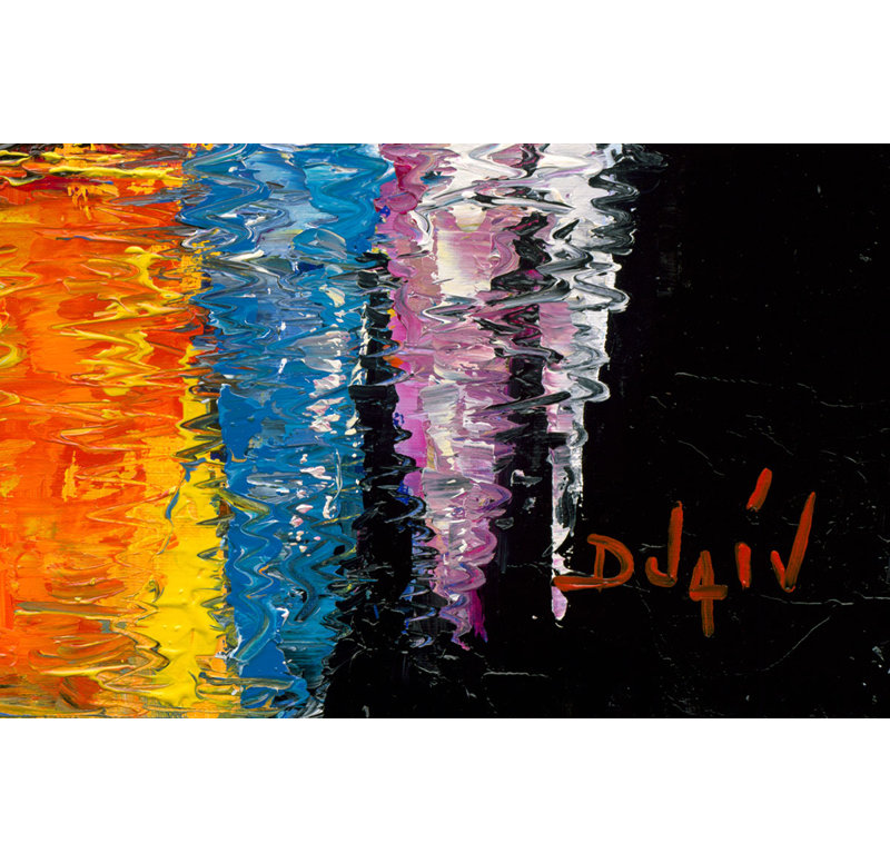 1Nuit Flamboyante par Duaiv, peinture sur toile murale signée et numérotée, encadrée et prête à être suspendue, 48 x 42