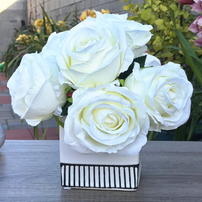 Silk Rose Arrangement in Vase