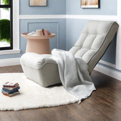 Compact Gray Reclining Sofa Chair, Metal Frame, Tatami & Balcony Seating