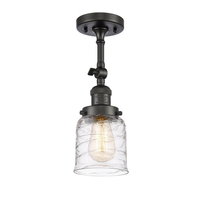 Applique murale 1 lumière 8 po Bell, Bronze frotté à l'huile, Ampoule non incluse, Tourbillon déco transparent