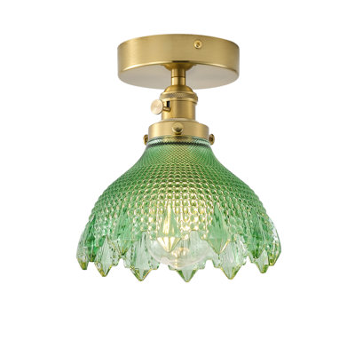 1-lamp dark green dimmable glass ceiling light