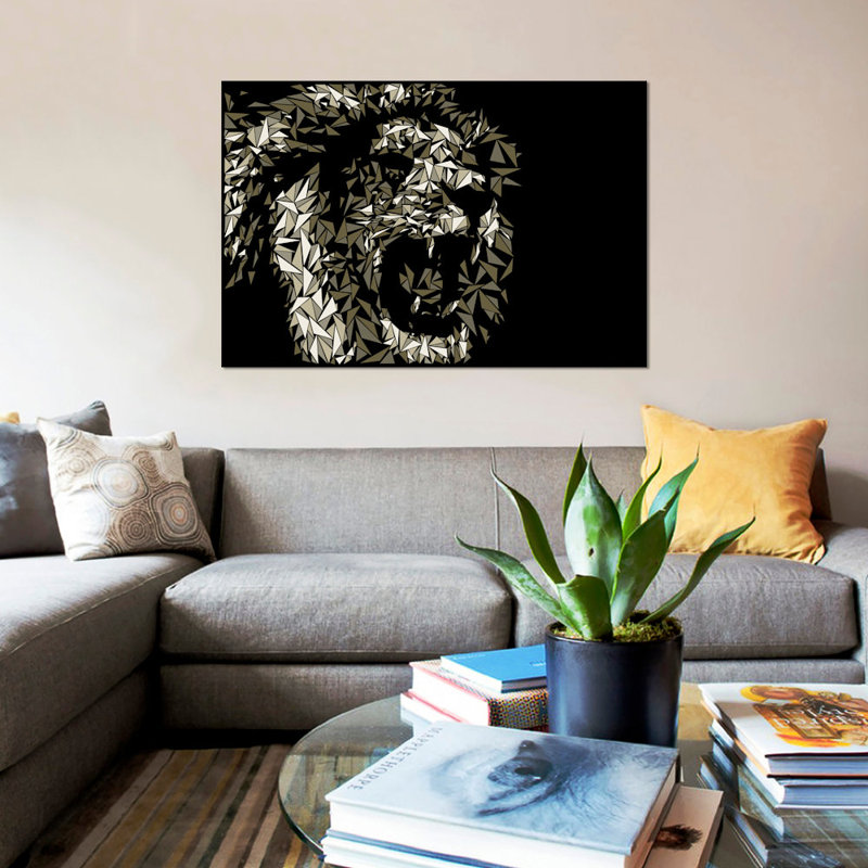 « lion », impression sur toile, H 26 po x l 40 po x P 1,5 po, Toile tendue