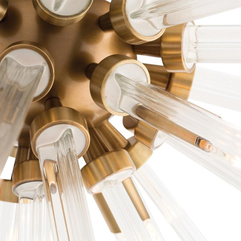 Lustre encastré Alan Mizrahi Hanley, Bronze frotté à l'huile, H 30 po x l 40 po x P 40 po, Or
