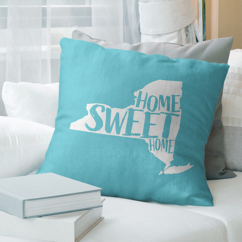 Reversible Throw Pillow, Teal, 16" x 16", New York