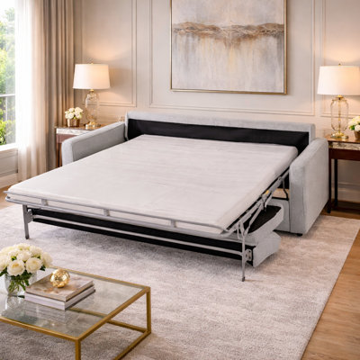 Canapé-lit grand en tissu avec matelas en mousse de 77 po Marcello, canapé-lit rembourré en tissu avec matelas en mousse pour le salon