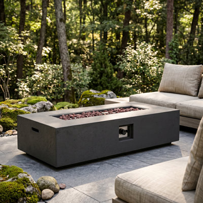 Oquendo Rectangle Magnesium Oxide Propane Outdoor Fireplace