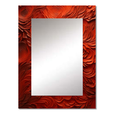 Volcanic Red Fusion vector 2 - Tachisme Decorative Mirror, Modern Wall Mirror, Printed Metal Art