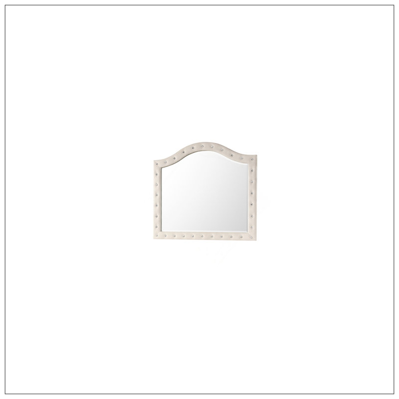 Miroir capitonné en cristal Sophia, Crème, crème