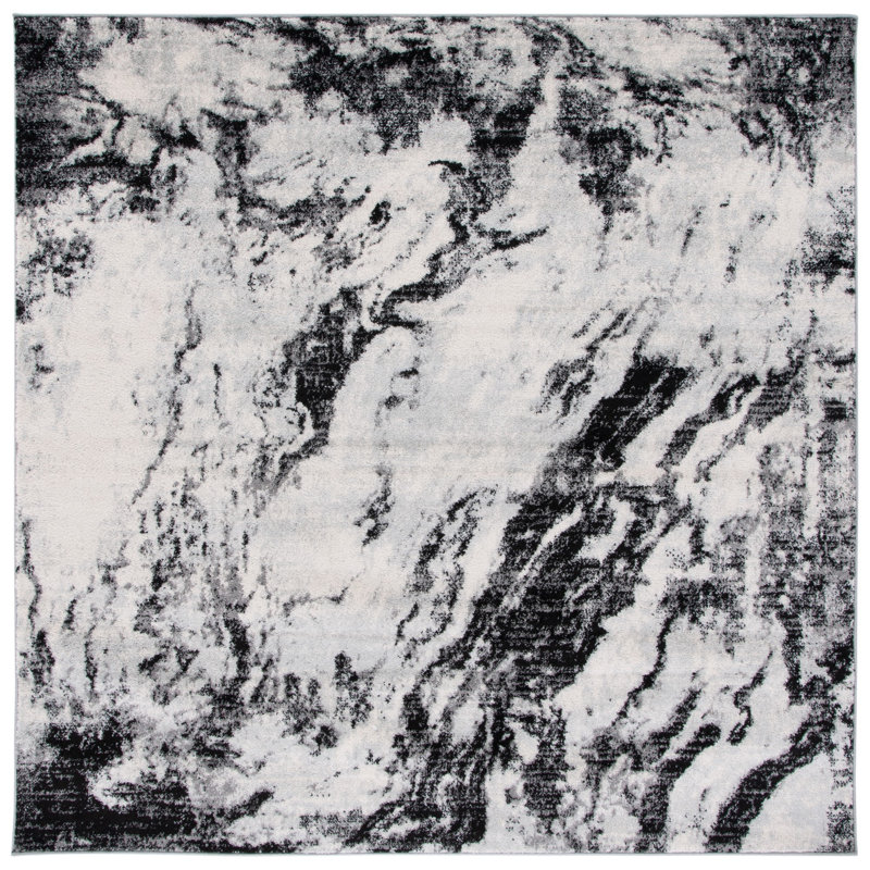 Dwana Machine Woven Abstract Area Rug, Square 6'7"