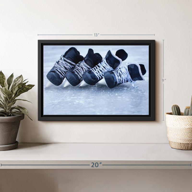 Hockey Skates On Ice Canvas Print, 9" H x 13" W