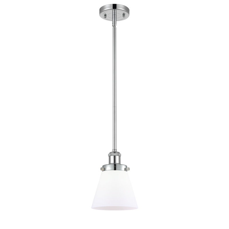 Ballston Urban Cone - 1 Light 6" Stem Hung Mini Pendant, Matte White, Polished Chrome, No Bulb Included