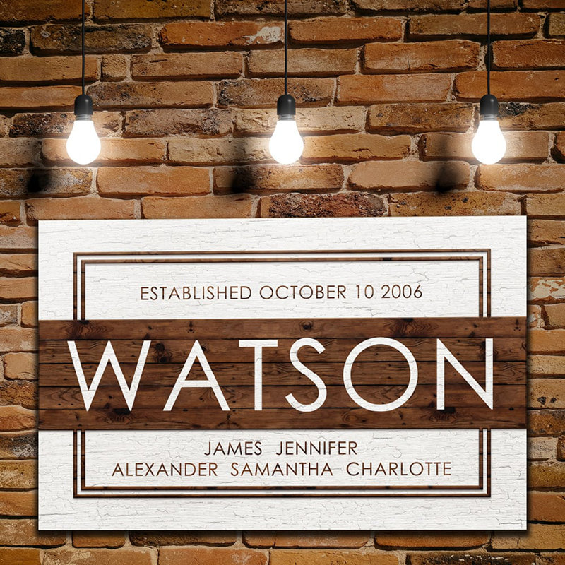 Custom Wooden Family Name Signs with Wood Grain Wall Décor, Yes