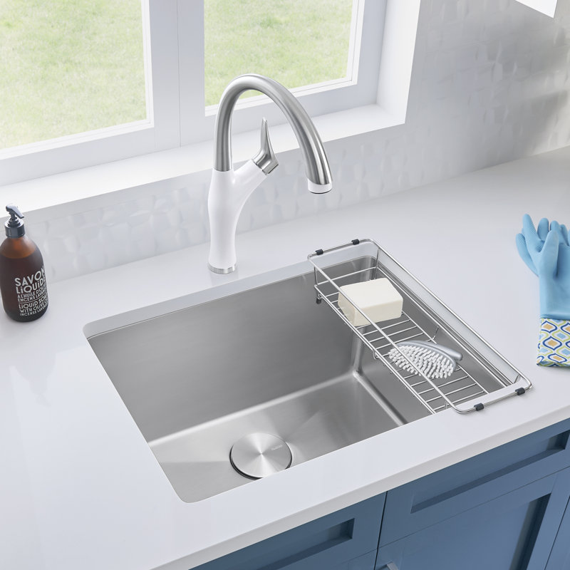 Quatrus 25" L x 22" W Drop-In/Undermount Stainless Steel Laundry Sink