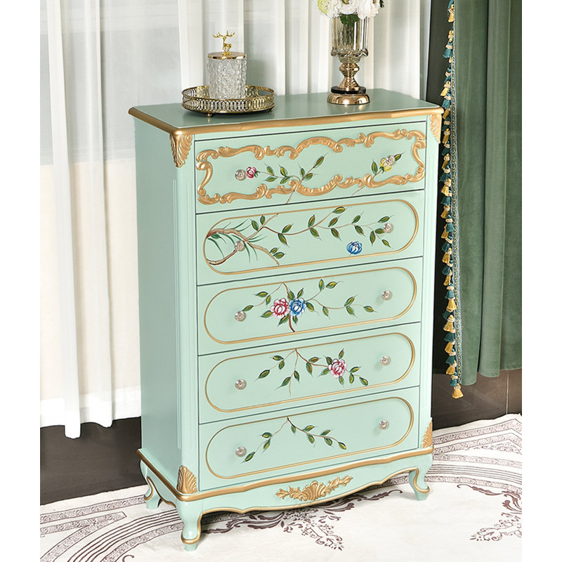 Commode verte peinte à la main de style campagne américaine
