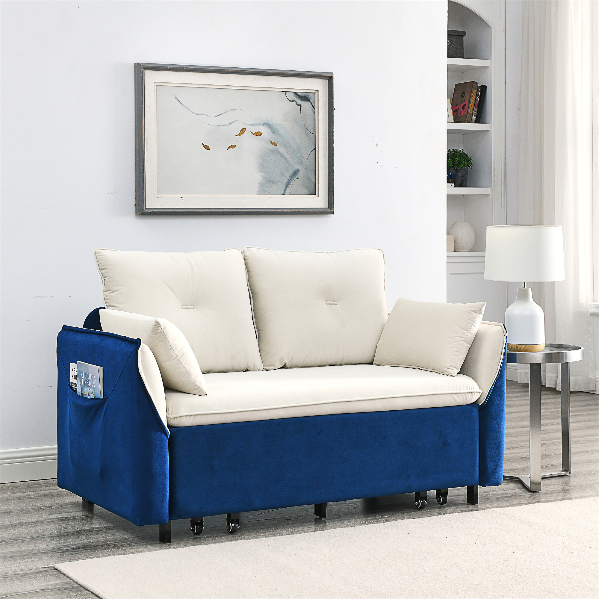 Latitude Run Ancilla 57 Velvet Recessed Arm Sofa Bed Wayfair