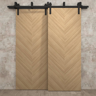 Sliding Closet Barn Bypass Doors | Ego 5005 | Modern Rails Hardware Set | Wood Solid Bedroom Wardrobe Doors