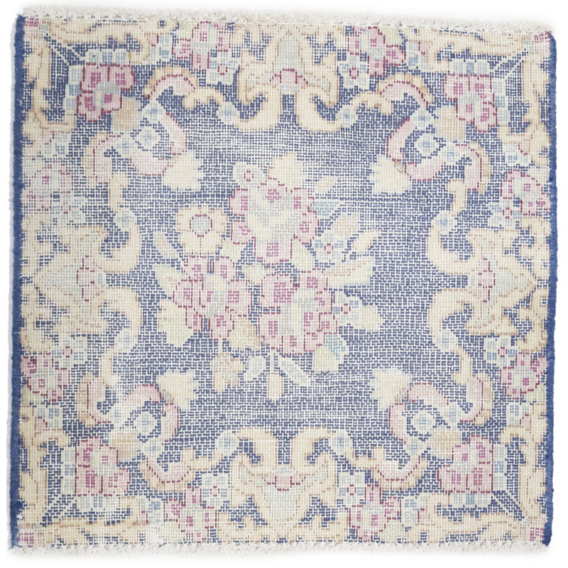 Tapis oriental antique antique délavé à motif floral 1 pi 6 po x 1 pi 7 po