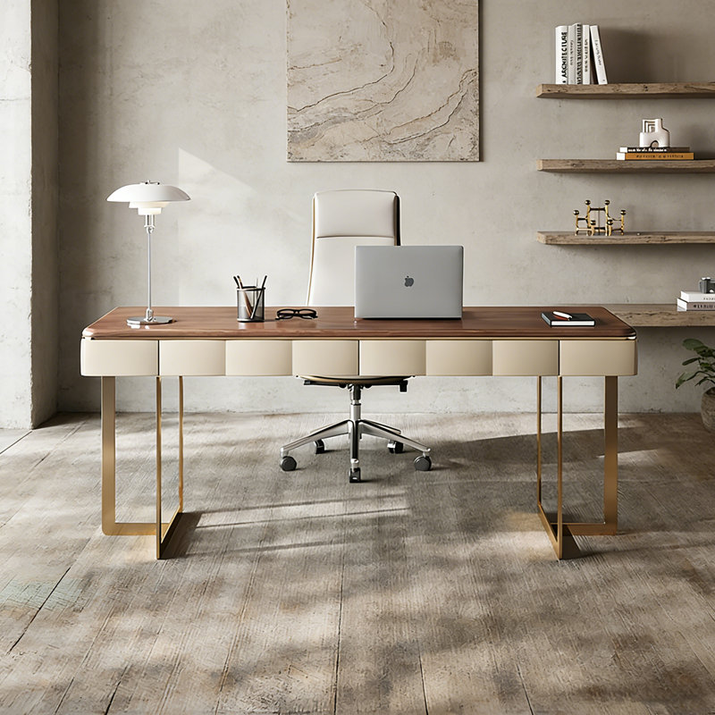 Bureau de direction italien minimaliste brun avec tiroirs de rangement pratiques