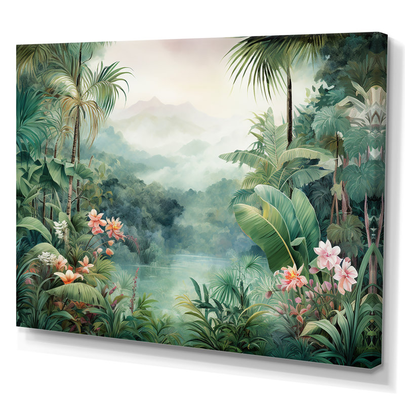 Tropical Wilderness Escape III - Jungle, art mural, Toile tendue, H 30 po x l 40 po x P 1,5 po