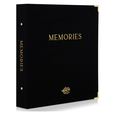 Black Linen "MEMORIES" Photo Album, Holds 500 4x6 Photos Hardcover Memory Book with Gold Accents