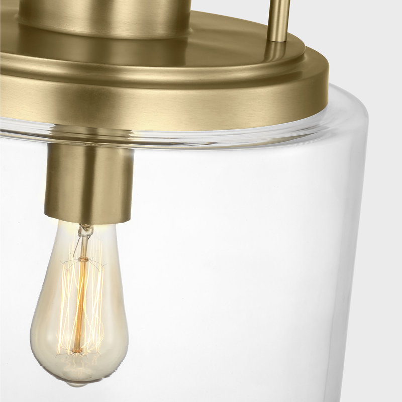 Anders 1 Light Kitchen Pendant In Midnight Black Finish With Clear Shade, Satin Brass