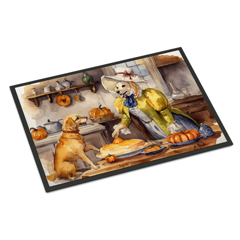 Paillasson Yellow Lab Fall Kitchen Pumpkins DAC1791, L 18 po x L 27 po