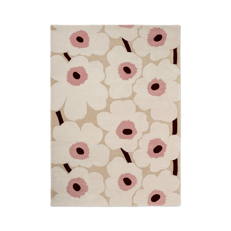 Beige-rose Unikko | 132402, Beige / Rose, Rectangle 4 pi 7 po x 6 pi 7 po