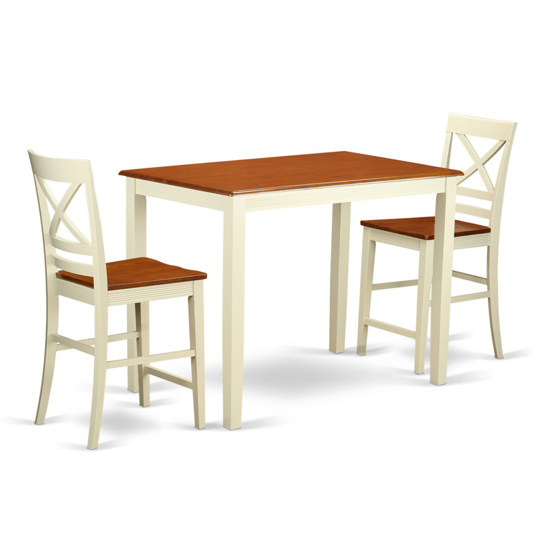 Ensemble de table de salle à manger à hauteur de comptoir 3 pièces comprenant une table de pub rectangulaire et 2 chaises de salle à manger, babeurre et cerise