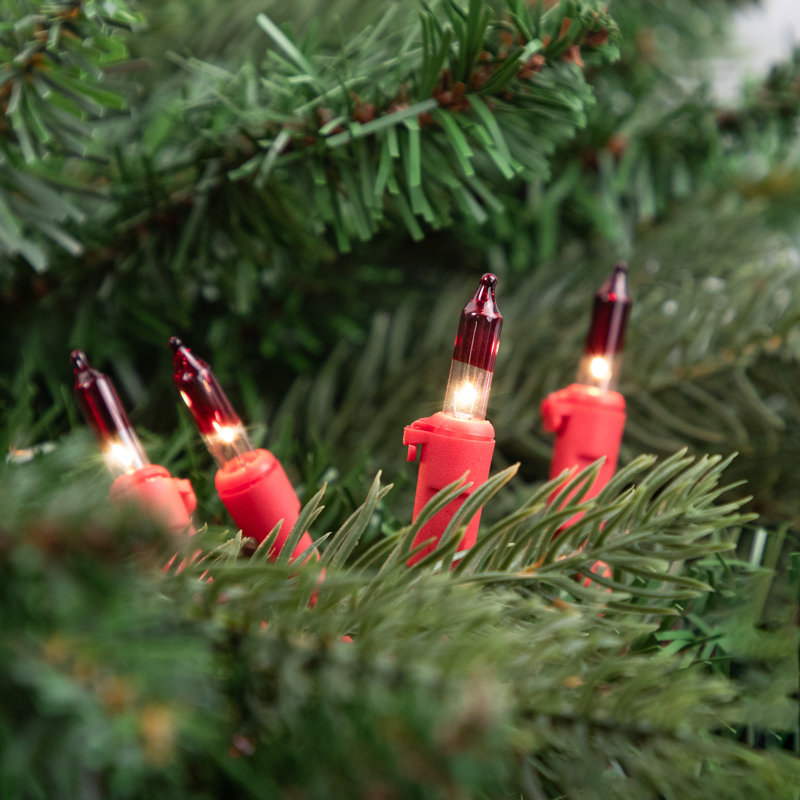 Mini ensemble de lumières de Noël - fil vert, 135", Transparent / Rouge