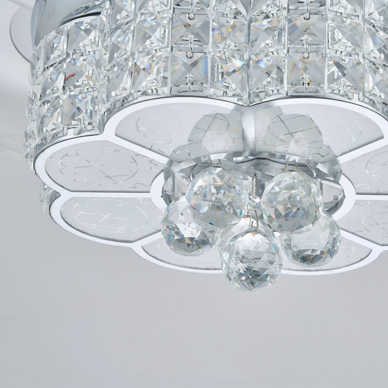 30" Rgb Chandelier Fan Fandelier, Chrome