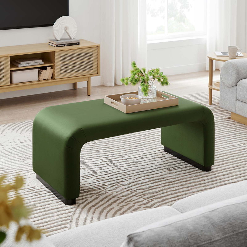 Repose-pieds Koda Performance, Velours vert mousse, Noir