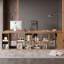 Bureau en bois massif en L noyer clair avec 3 tiroirs-109326714
