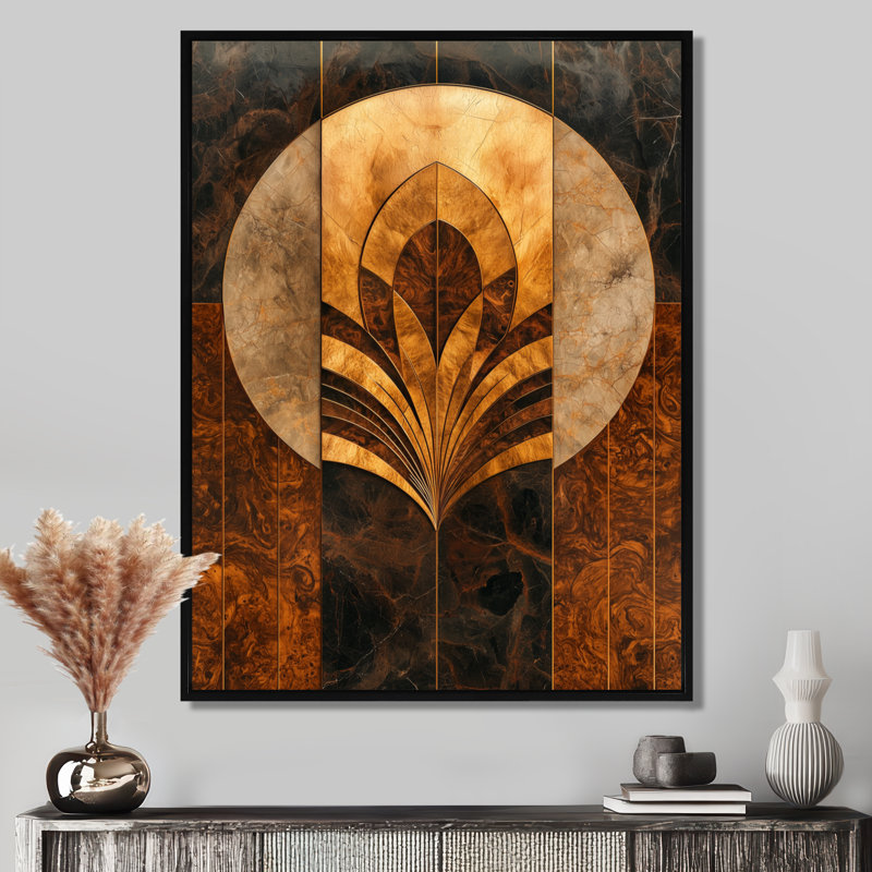 Owen Mosaic Walnut Essential Forms II - reproduction d'art moderne sur toile encadrée, Noir, Reproduction avec cadre flottant