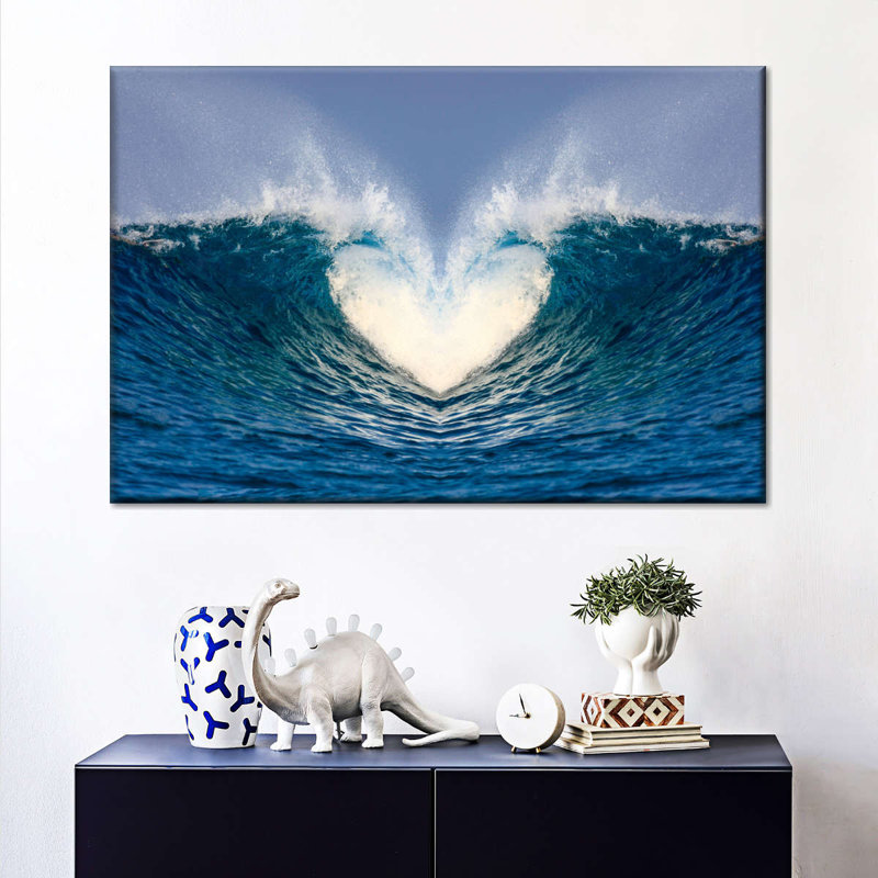 Vague de cœur océanique sur toile, H 34 po x l 51 po x P 1,25 po