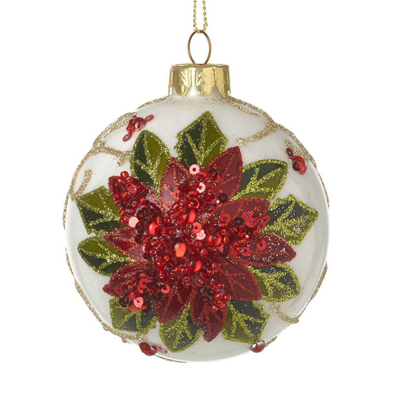 8cm Floral Glass Bauble